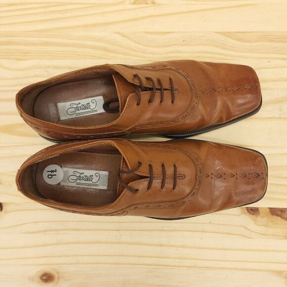 Fratelli Mens Oxfords Sz 9.5 M Brown Leather Y2K Square Toe Dress Shoes - Picture 3 of 9